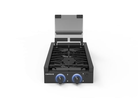 2-Burner Recessed Gas Cooktop with Glass Cover