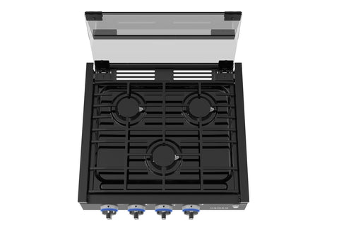 3-Burner Recessed Gas Cooktop with Glass Cover